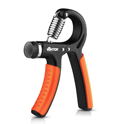 FitBox Sports Adjustable Hand Grip Strengthener (10kg - 40kg) Finger Excerciser, Plastic Hand Gripper For Men & Women, Balck & Orange